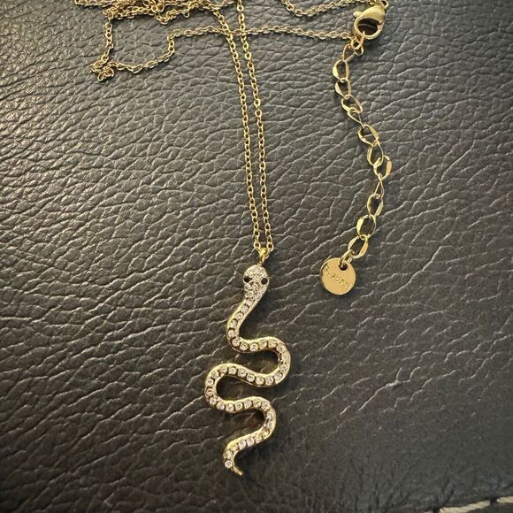 New luxury black onyx eyed snake serpent pendant choker necklace 6.16F - Picture 3 of 5